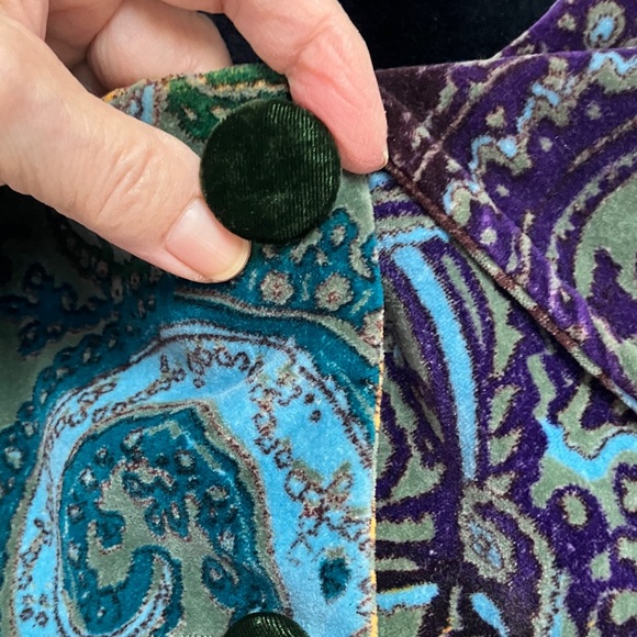 Pyramid Collection Multicolor Paisley Cotton Velvet  Size 14 Coat With Pockets - Picture 10 of 17
